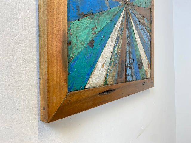 Boatwood by WMK # Großes buntes Wandbild aus altem Bootsholz, ein handgefertigtes Unikat aus massivem Teakholz in Originalfarben der Boote # buntes Bild Holztafel Tafel Modern Abstrakte Kunst Art Loft