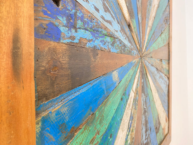 Boatwood by WMK # Großes buntes Wandbild aus altem Bootsholz, ein handgefertigtes Unikat aus massivem Teakholz in Originalfarben der Boote # buntes Bild Holztafel Tafel Modern Abstrakte Kunst Art Loft