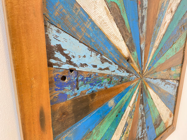 Boatwood by WMK # Großes buntes Wandbild aus altem Bootsholz, ein handgefertigtes Unikat aus massivem Teakholz in Originalfarben der Boote # buntes Bild Holztafel Tafel Modern Abstrakte Kunst Art Loft