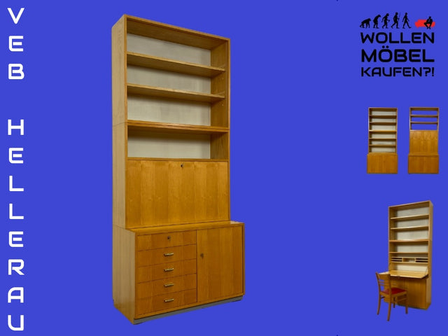 WMK I DDR Designer Schreibschrank 605 von Bruno Knoblauch für VEB Hellerau aus 1968 in Esche I Sekretär Bücherregal Regal Highboard Regalwand Bücherschrank Mid-Century Vintage I Berlin Bremen Essen