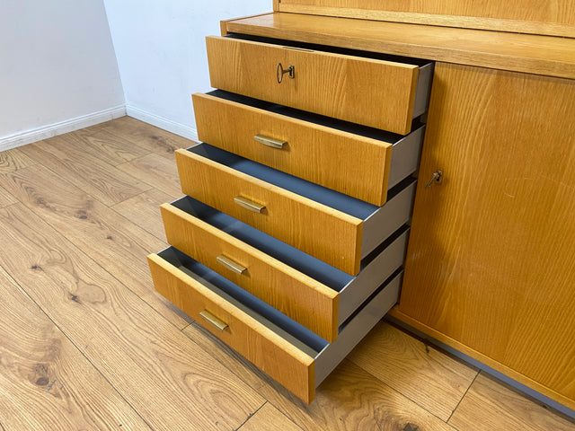 WMK I DDR Designer Schreibschrank 605 von Bruno Knoblauch für VEB Hellerau aus 1968 in Esche I Sekretär Bücherregal Regal Highboard Regalwand Bücherschrank Mid-Century Vintage I Berlin Bremen Essen