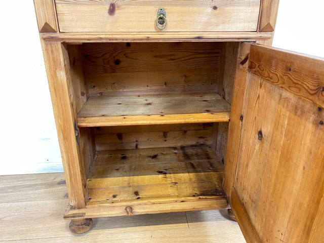 WMK I Schöne antike dänische Kommode aus vollem Holz mit Marmorplatte, Schublade & Messinggriffen I Schrank Marmorkommode Flurkommode Waschtisch Ablage Weichholz Jugendstil Vintage Berlin Bremen Bonn