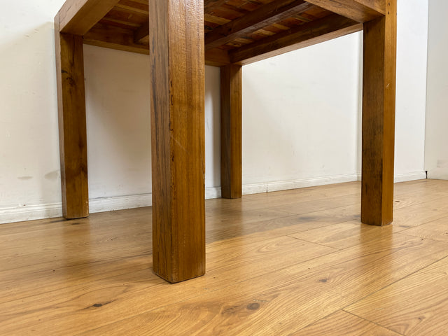 Boatwood by WMK I Einzigartiger Esstisch 90x90cm aus altem Bootsholz, ein handgefertigtes Unikat aus massivem Teakholz I Tisch Esszimmertisch Küchentisch Holztisch Gastro Dining Table Bootsmöbel Bunt