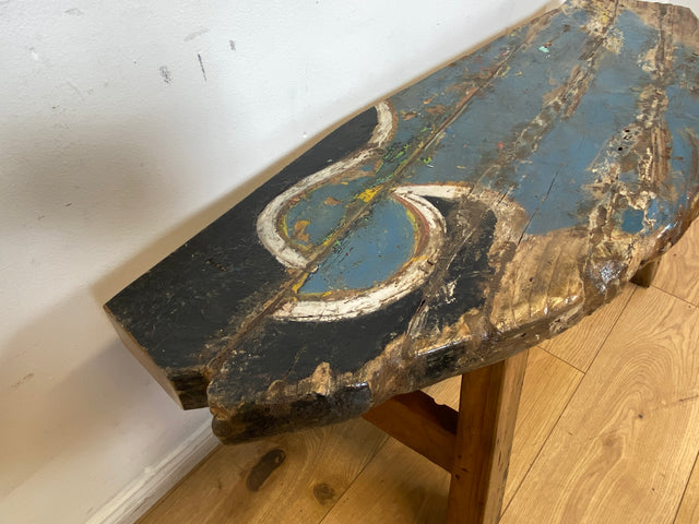 Boatwood by WMK I Einzigartige Sitzbank aus altem Bootsholz in Originalfarben I handgefertigtes Unikat I In- & Outdoor I Bank Holzbank Küchenbank Gartenbank Balkon Treibholz Loft Berlin Bremen Gera