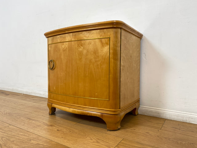 WMK I 1/2 Formschöner heller und großer Mid-Century Nachttisch aus vollem Holz mit Schubladen & abnehmbarer Glasauflage I Nachtkommode Nachtschrank Night Stand Kommode Vintage 60er Berlin Leipzig Kiel