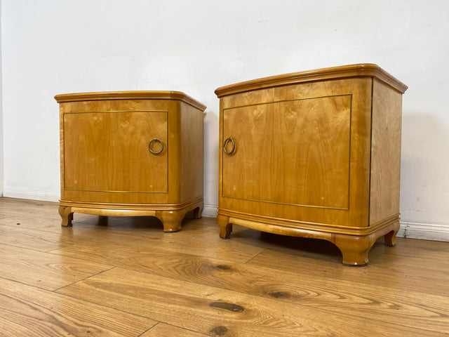 WMK I 1/2 Formschöner heller und großer Mid-Century Nachttisch aus vollem Holz mit Schubladen & abnehmbarer Glasauflage I Nachtkommode Nachtschrank Night Stand Kommode Vintage 60er Berlin Leipzig Kiel