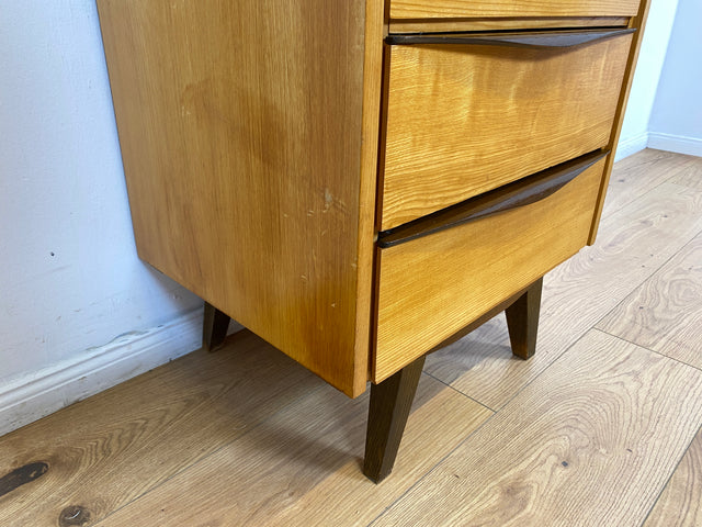 WMK I Hübsche helle Mid-Century Kommode mit Schubladen und formschönen Holzgriffen I Schubladenkommode Wäschekommode Flurkommode Drawer Chest Schrank Sideboard Vintage 50er 60er Berlin Hamburg Bochum
