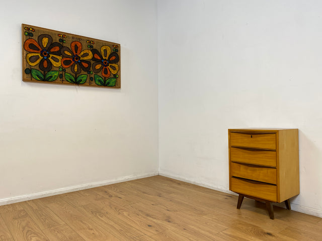 WMK I Hübsche helle Mid-Century Kommode mit Schubladen und formschönen Holzgriffen I Schubladenkommode Wäschekommode Flurkommode Drawer Chest Schrank Sideboard Vintage 50er 60er Berlin Hamburg Bochum