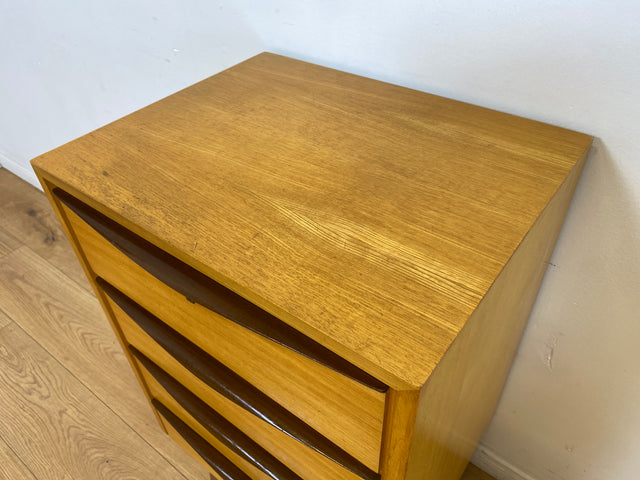 WMK I Hübsche helle Mid-Century Kommode mit Schubladen und formschönen Holzgriffen I Schubladenkommode Wäschekommode Flurkommode Drawer Chest Schrank Sideboard Vintage 50er 60er Berlin Hamburg Bochum