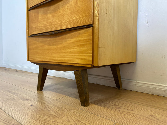 WMK I Hübsche helle Mid-Century Kommode mit Schubladen und formschönen Holzgriffen I Schubladenkommode Wäschekommode Flurkommode Drawer Chest Schrank Sideboard Vintage 50er 60er Berlin Hamburg Bochum