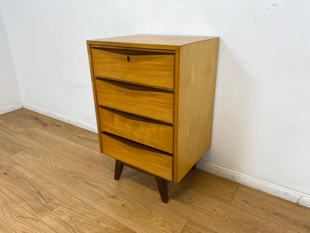 WMK I Hübsche helle Mid-Century Kommode mit Schubladen und formschönen Holzgriffen I Schubladenkommode Wäschekommode Flurkommode Drawer Chest Schrank Sideboard Vintage 50er 60er Berlin Hamburg Bochum