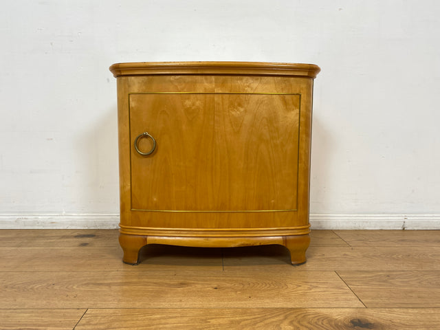 WMK I 1/2 Formschöner heller und großer Mid-Century Nachttisch aus vollem Holz mit Schubladen & abnehmbarer Glasauflage I Nachtkommode Nachtschrank Night Stand Kommode Vintage 60er Berlin Leipzig Kiel