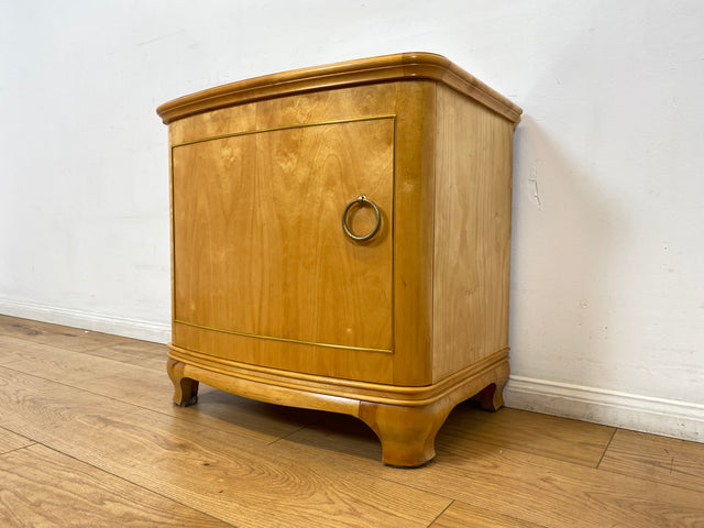 WMK I 1/2 Formschöner heller und großer Mid-Century Nachttisch aus vollem Holz mit Schubladen & abnehmbarer Glasauflage I Nachtkommode Nachtschrank Night Stand Kommode Vintage 60er Berlin Leipzig Kiel
