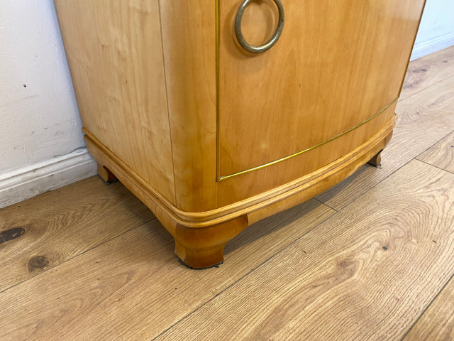 WMK I 1/2 Formschöner heller und großer Mid-Century Nachttisch aus vollem Holz mit Schubladen & abnehmbarer Glasauflage I Nachtkommode Nachtschrank Night Stand Kommode Vintage 60er Berlin Leipzig Kiel