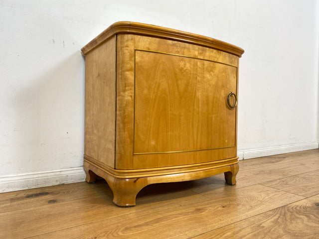 WMK I 1/2 Formschöner heller und großer Mid-Century Nachttisch aus vollem Holz mit Schubladen & abnehmbarer Glasauflage I Nachtkommode Nachtschrank Night Stand Kommode Vintage 60er Berlin Leipzig Kiel