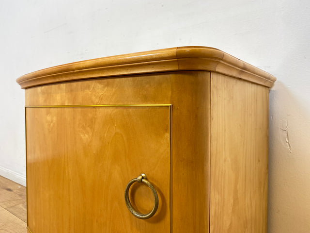 WMK I 1/2 Formschöner heller und großer Mid-Century Nachttisch aus vollem Holz mit Schubladen & abnehmbarer Glasauflage I Nachtkommode Nachtschrank Night Stand Kommode Vintage 60er Berlin Leipzig Kiel