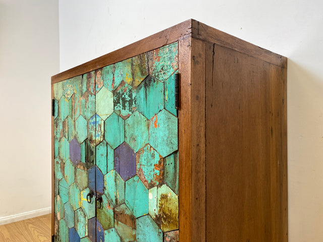 Boatwood by WMK I Einzigartiger handgefertigter Schrank aus altem Bootsholz I Teakholz massiv I Highboard Kommode Sideboard Wäscheschrank Bar Barschrank Schuhschrank Schuhkommode Berlin Usedom Bremen