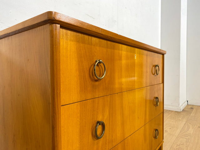 WMK Sehr schöne und gut erhaltene skandinavische Kommode aus vollem Holz mit Schubladen und hübschen Messinggriffen # Schrank Schubladenkommode Wäschekommode Sideboard Vintage Mid-Century 50er 60er