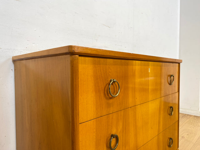 WMK Sehr schöne und gut erhaltene skandinavische Kommode aus vollem Holz mit Schubladen und hübschen Messinggriffen # Schrank Schubladenkommode Wäschekommode Sideboard Vintage Mid-Century 50er 60er