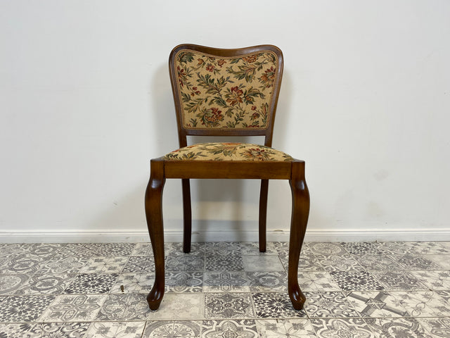 WMK Set aus 8 raumaufhellenden und gut erhaltenen Mid-Century Esszimmerstühlen mit tollem floralem Bezug und bequemen Federkernsitzen # Stühle Küchenstühle Holzstühle Art Deco 50er 60er Vintage
