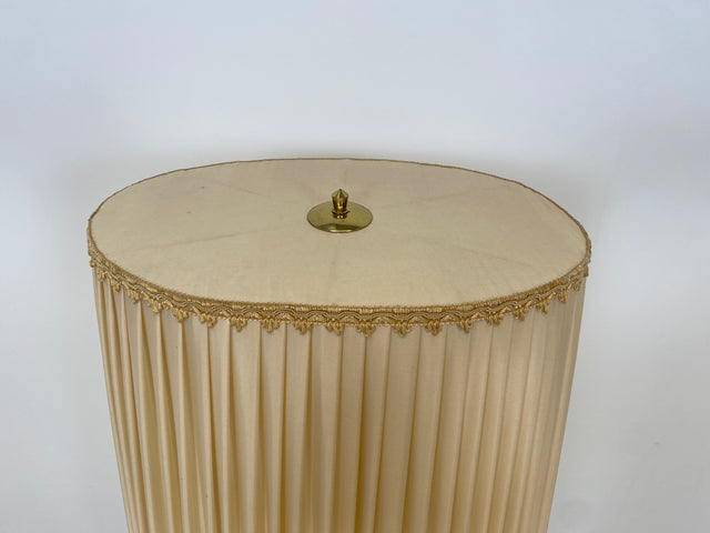 WMK Edle und sehr gut erhaltene 140cm große Vintage Bodenlampe mit wunderschönem Lampenschirm und Vasenfuß aus Porzellan # Lampe Leuchte Stehlampe Stehleuchte Leselampe Vasenlampe Retro Mid-Century