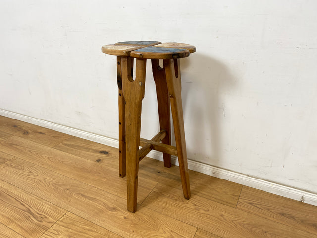 Boatwood by WMK # 1/3 Wunderschöner Barhocker aus altem Bootsholz, ein handgefertigtes Unikat aus massivem Teakholz # Barstühle Hocker Sitzhocker Stühle Küchenstühle Holzstühle Bar Hausbar Gastro Teak