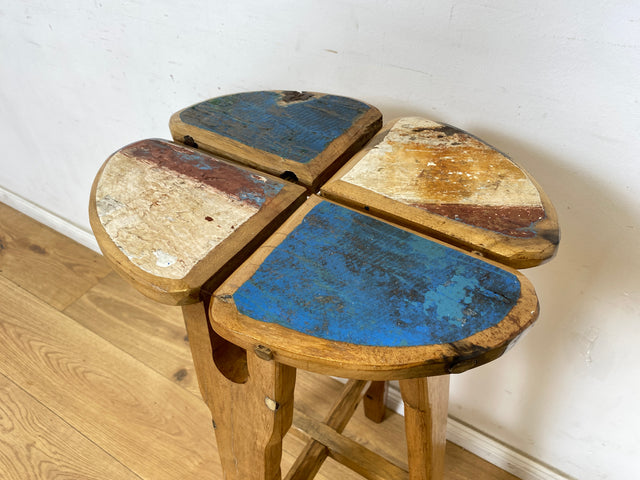 Boatwood by WMK # 1/3 Wunderschöner Barhocker aus altem Bootsholz, ein handgefertigtes Unikat aus massivem Teakholz # Barstühle Hocker Sitzhocker Stühle Küchenstühle Holzstühle Bar Hausbar Gastro Teak