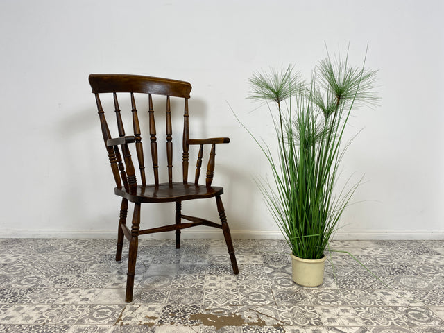 WMK Sehr gut erhaltener antiker English Windsor Chair aus Ulmenholz mit hoher Rückenlehne # Sessel Armlehnensessel Stuhl Lesestuhl Kapitänsstuhl Lesesessel Captain chair Oxford Strebenstuhl Vintage