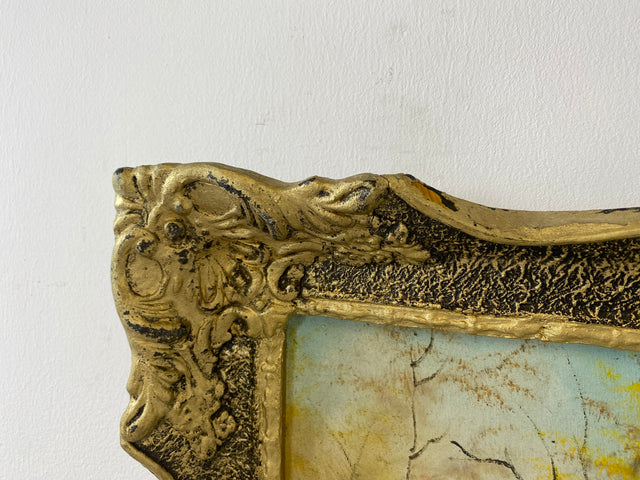 WMK Freundliches & sehr gut gemaltes Öl auf Leinwand Landschaftsgemälde, 111x80cm, signiert mit PR98, in gut erhaltenem Stuckrahmen in Gold # Bild Gemälde Wandgemälde Ölgemälde Goldrahmen Vintage