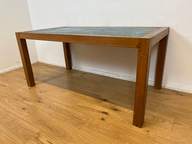 Boatwood by WMK # Einzigartiger 170x88cm großer Esstisch aus altem Bootsholz, ein handgefertigtes Unikat aus massivem Teakholz