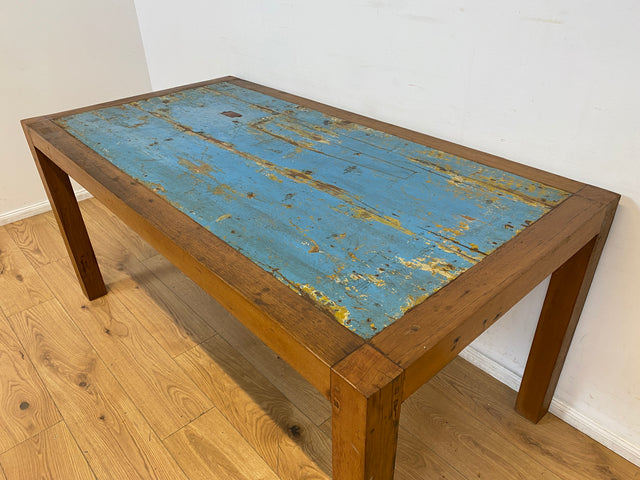 Boatwood by WMK # Einzigartiger 170x88cm großer Esstisch aus altem Bootsholz, ein handgefertigtes Unikat aus massivem Teakholz