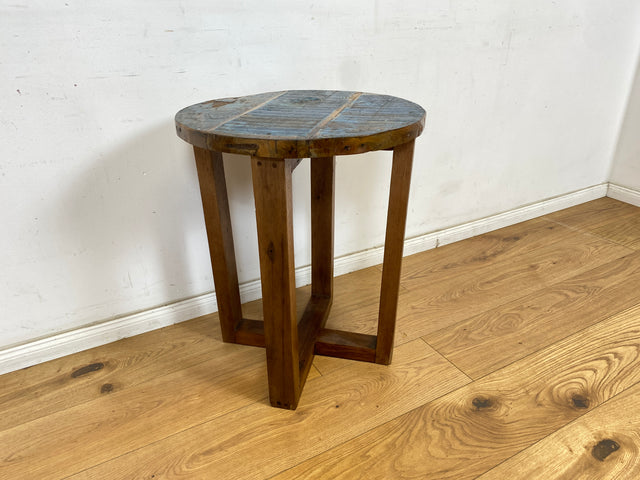 Boatwood by WMK I 100% nachhaltiger Couchtisch aus altem Bootsholz I handgefertigt aus Teakholz massiv I für In & Outdoor I bunter Wohnzimmertisch Beistelltisch Sofatisch Coffee Table Würfel Treibholz