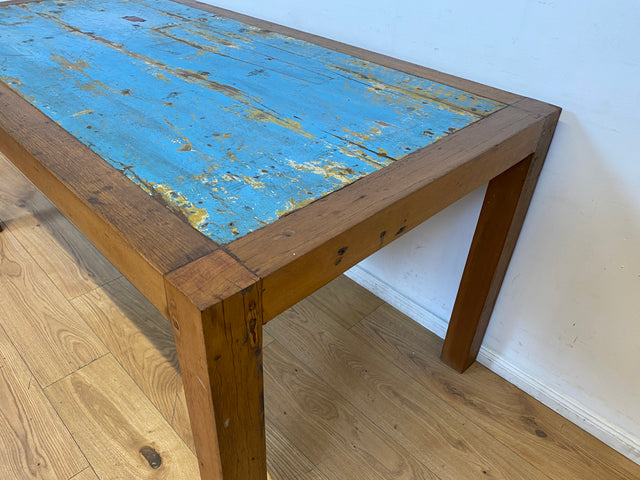 Boatwood by WMK # Einzigartiger 170x88cm großer Esstisch aus altem Bootsholz, ein handgefertigtes Unikat aus massivem Teakholz