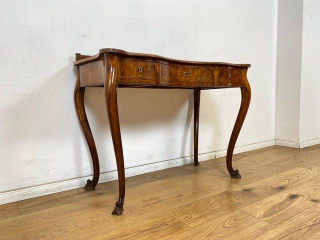 WMK Eleganter und hochwertiger französischer antiker Schreibtisch im Stile des Barock in edlem Wurzelholz # Damenschreibtisch Lady Sekretär Antique Desk Bureau Plat Barock Rokoko Chippendale Vintage