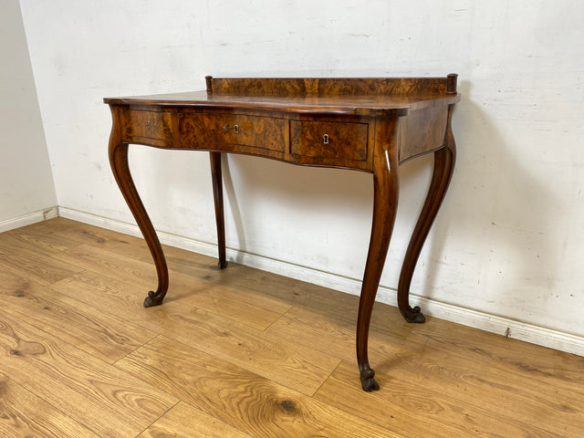 WMK Eleganter und hochwertiger französischer antiker Schreibtisch im Stile des Barock in edlem Wurzelholz # Damenschreibtisch Lady Sekretär Antique Desk Bureau Plat Barock Rokoko Chippendale Vintage