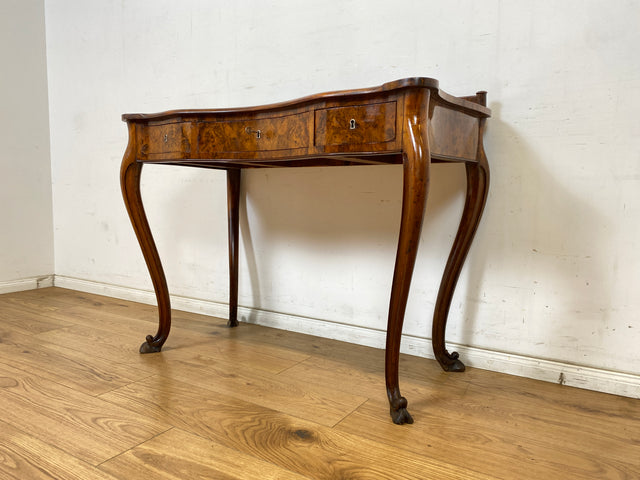 WMK Eleganter und hochwertiger französischer antiker Schreibtisch im Stile des Barock in edlem Wurzelholz # Damenschreibtisch Lady Sekretär Antique Desk Bureau Plat Barock Rokoko Chippendale Vintage