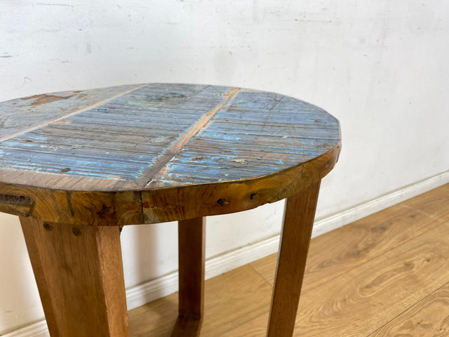 Boatwood by WMK I 100% nachhaltiger Couchtisch aus altem Bootsholz I handgefertigt aus Teakholz massiv I für In & Outdoor I bunter Wohnzimmertisch Beistelltisch Sofatisch Coffee Table Würfel Treibholz