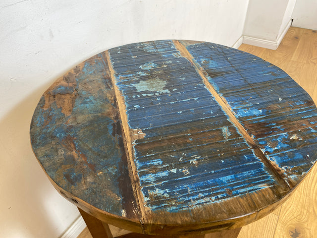 Boatwood by WMK I 100% nachhaltiger Couchtisch aus altem Bootsholz I handgefertigt aus Teakholz massiv I für In & Outdoor I bunter Wohnzimmertisch Beistelltisch Sofatisch Coffee Table Würfel Treibholz