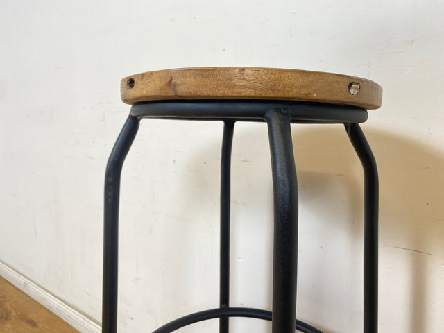 Boatwood by WMK # 1/4 Einzigartige Barhocker aus altem Bootsholz auf neuem Metallgestell, handgefertigte Unikate aus massivem Teakholz # Barstühle Hocker Stühle Kneipenhocker Küchenstühle Bar Gastro
