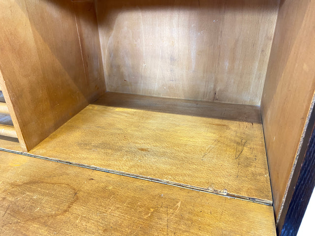 WMK Schöner und gut erhaltener Schreibschrank , Vollholz aus 1950, mit Rollladen , 13 Schubladen & Lampe # Rollladenschrank Rolladenschrank Sekretär Schreibtisch Aktenschrank Schrank Highboard Vintage