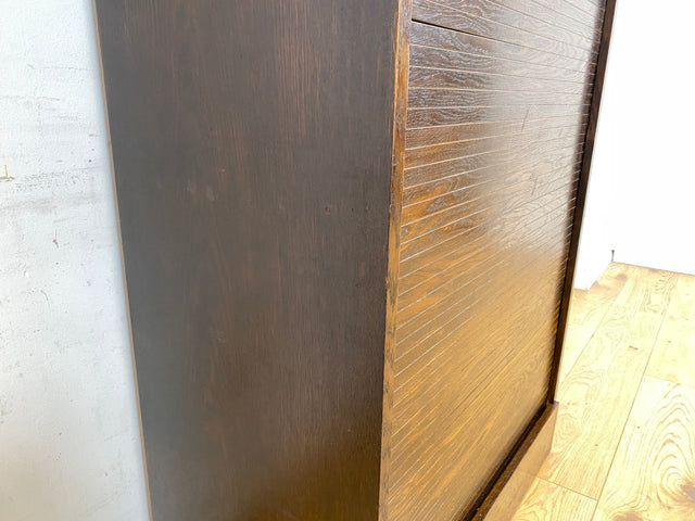 WMK Schöner und gut erhaltener Schreibschrank , Vollholz aus 1950, mit Rollladen , 13 Schubladen & Lampe # Rollladenschrank Rolladenschrank Sekretär Schreibtisch Aktenschrank Schrank Highboard Vintage