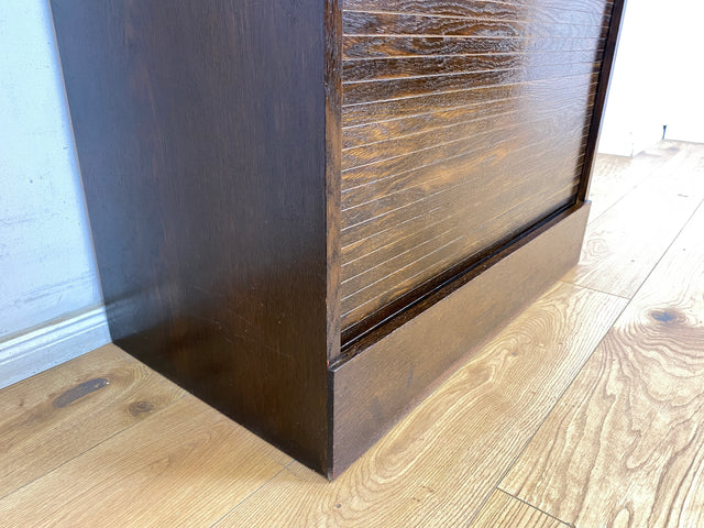 WMK Schöner und gut erhaltener Schreibschrank , Vollholz aus 1950, mit Rollladen , 13 Schubladen & Lampe # Rollladenschrank Rolladenschrank Sekretär Schreibtisch Aktenschrank Schrank Highboard Vintage
