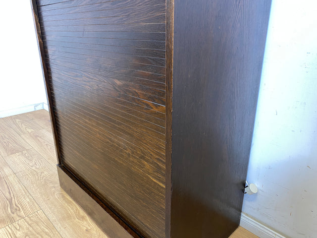 WMK Schöner und gut erhaltener Schreibschrank , Vollholz aus 1950, mit Rollladen , 13 Schubladen & Lampe # Rollladenschrank Rolladenschrank Sekretär Schreibtisch Aktenschrank Schrank Highboard Vintage