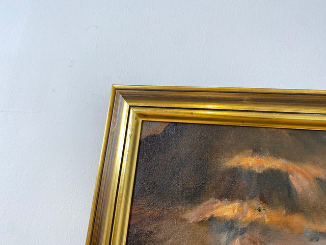 WMK Gut gemalte 83x62 Öl auf Leinwand Replika des berühmten "Verwundeter Kürassier mit einem Mädchen" von Wojciech Adalbert Kossak aus 1970, goldener Holzrahmen # Bild Wandgemälde Wandbild Vintage
