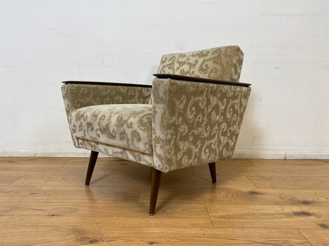 WMK Stilvoller und gut erhaltener Mid-Century Sessel mit Originalbezug und edlem Holzgestell