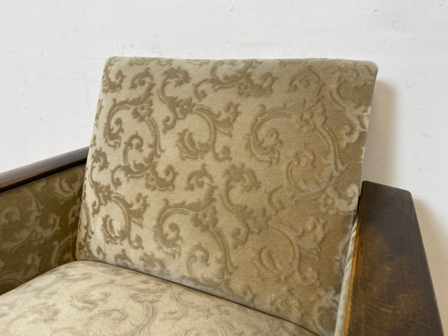 WMK Stilvoller und gut erhaltener Mid-Century Sessel mit Originalbezug und edlem Holzgestell