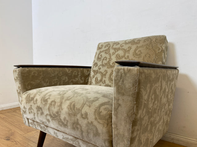 WMK Stilvoller und gut erhaltener Mid-Century Sessel mit Originalbezug und edlem Holzgestell