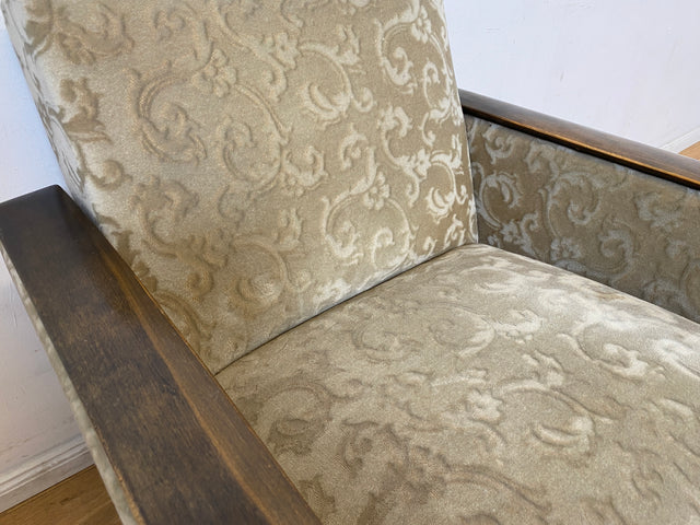 WMK Stilvoller und gut erhaltener Mid-Century Sessel mit Originalbezug und edlem Holzgestell