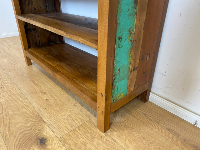 Boatwood by WMK # Einzigartiges Bücherregal mit Schubladen , ein aus altem Bootsholz handgefertigtes Unikat aus massivem Teakholz # Bücherschrank Regal Highboard Holzregal Küchenregal Raumtrenner Teak