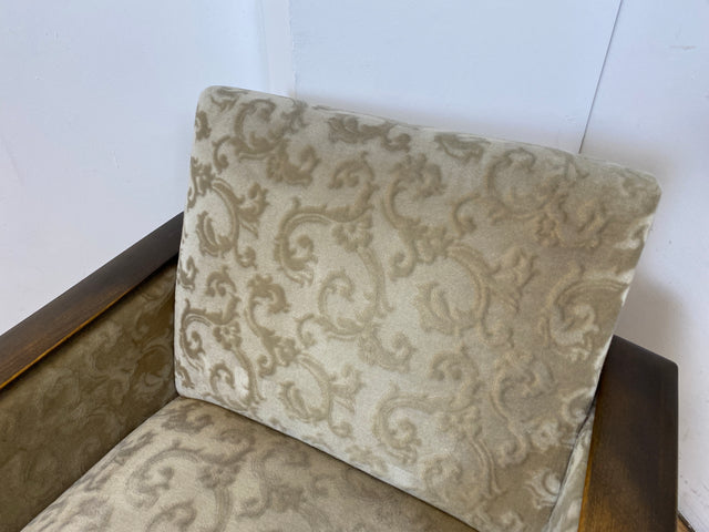 WMK Stilvoller und gut erhaltener Mid-Century Sessel mit Originalbezug und edlem Holzgestell